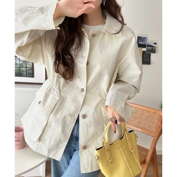 《JaVaジャバコラボ》ナイロンワッシャー素材ウエストドロストジャケットコート（ミドル丈）