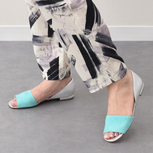 INTER-CHAUSSURES◆1.2cmヒール◆異素材コンビオープントウパンプス