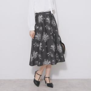 オーガンジーフラワーフレアスカート【洗濯機OKイージーアイロン】