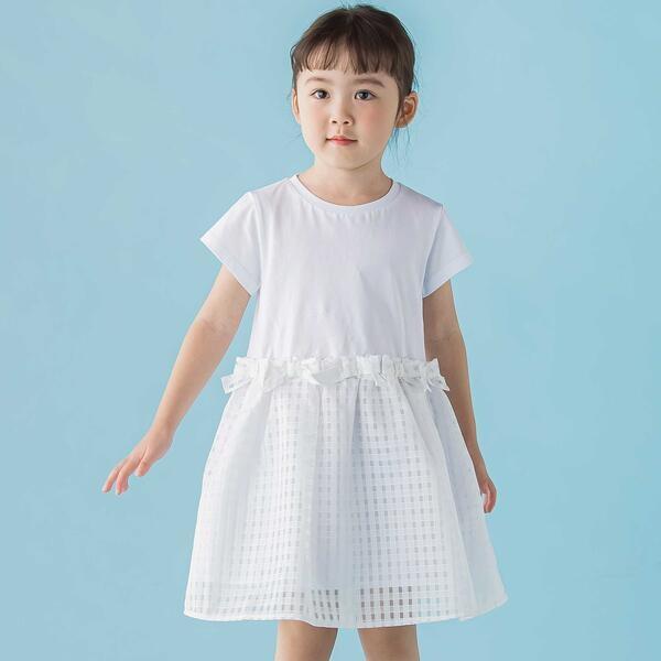 【店舗限定】天竺Tシャツ＋ギンガムチェックドッキングワンピース(95〜150cm)