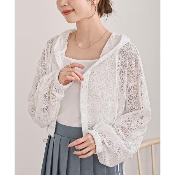 レース透かし編みパーカー