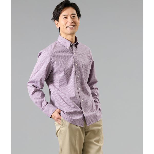 NY FitEase マイクロタッターソール 長袖ショートボタンダウンシャツ