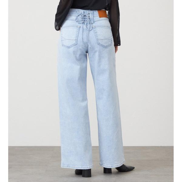 SOMETHING LISAレースアップワイドデニムパンツ