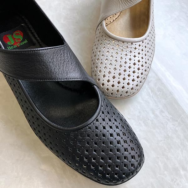 【26春夏新作】本革 軽やか 安心 フィット メッシュ ウェッジ パンプス（4E）