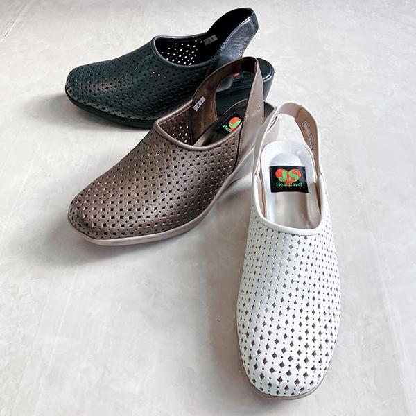 【26春夏新作】本革 軽やか快適 メッシュ バックベルト パンプス（4E）