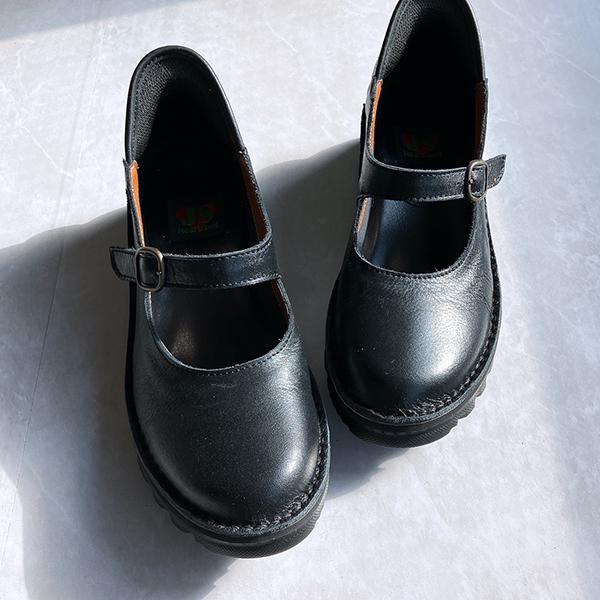 【26春夏新作】【本革・ハンズフリー】ストラップ付き厚底コンフォートパンプス