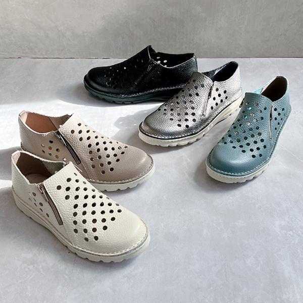 【26春夏新作】【本革】サークルカットデザイン コンフォートシューズ 軽量・通気性◎