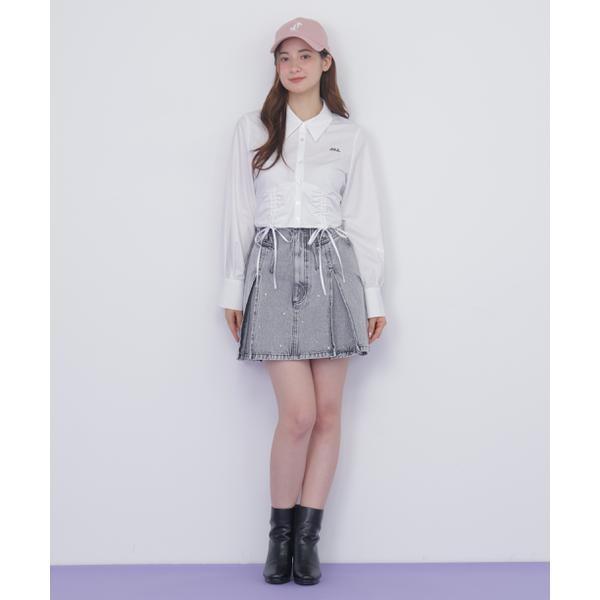 構築パネルデニムミニスカート