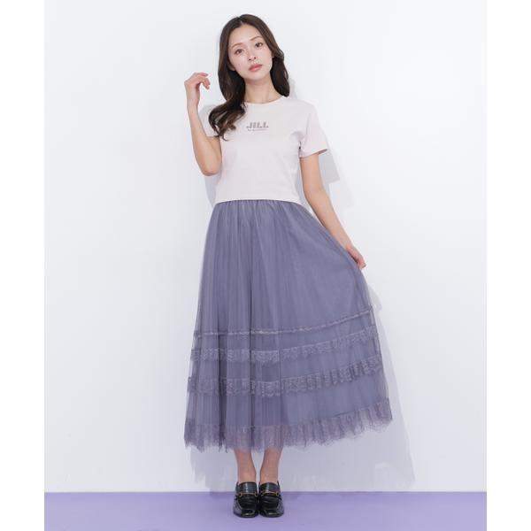 ヘムレースプリーツチュールスカート