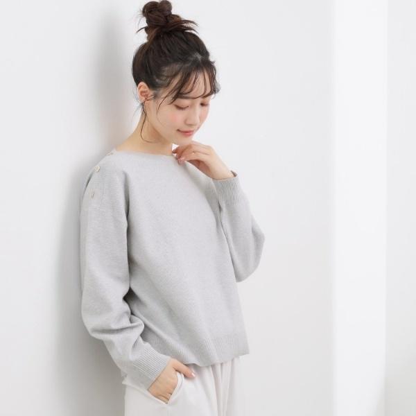 【おうちで洗える】顔周りすっきり、ボートネックニット