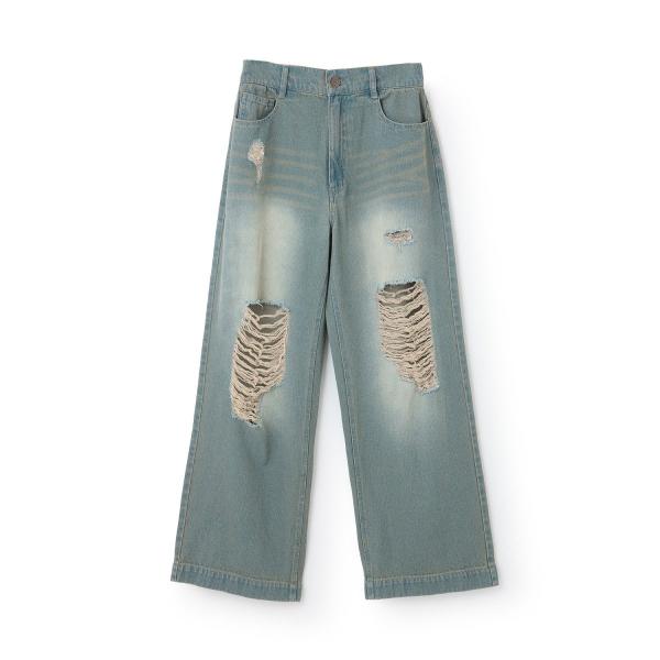 【LTXC】【セット可】ダメージデニムワイドパンツ