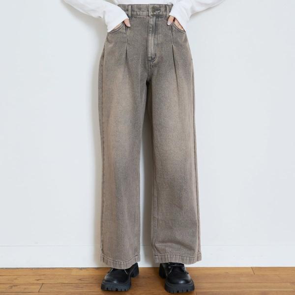 【LTXC】【セット可】タックワイドデニムパンツ