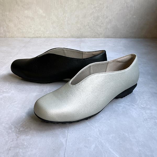 【26春夏新作】ソフトレザー 軽量 コンフォートVカットパンプス（4E）