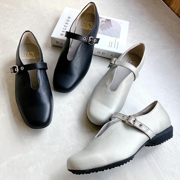 【26春夏新作】ストラップ付き ソフトレザー 軽量 コンフォートシューズ（4E）