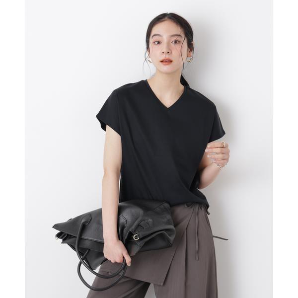 DressT／シルケットスムースVネックソフトドルマンTシャツ