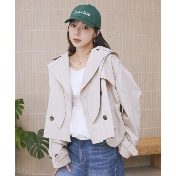 【撥水・イージーケア】2WAYフードショートフレアトレンチ