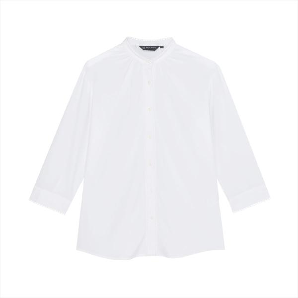 【COFREX】 スタンド ピコレース ブラウス 七分袖 レディースデザインシャツ