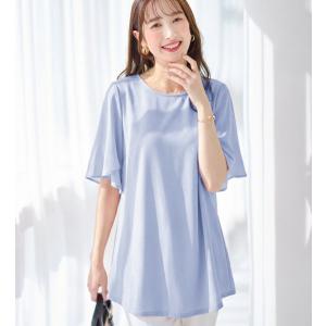 シフォン切替チューリップ袖チュニックTシャツの詳細画像3