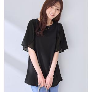 シフォン切替チューリップ袖チュニックTシャツの詳細画像4