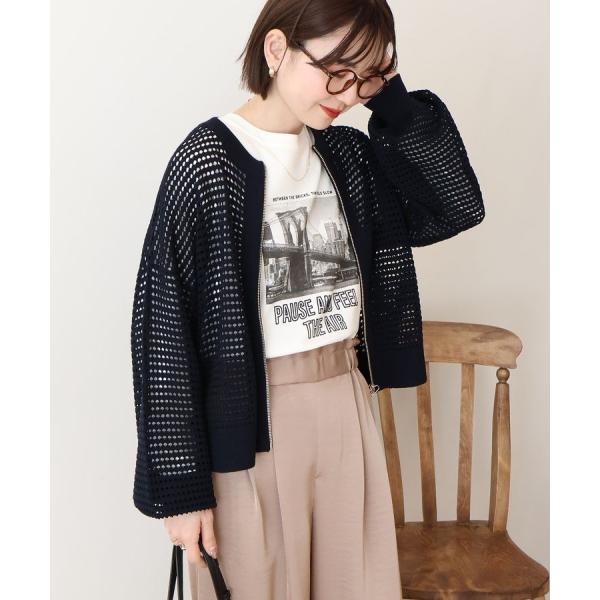 ジップアップメッシュニットカーディガン【WEB限定カラー有り】