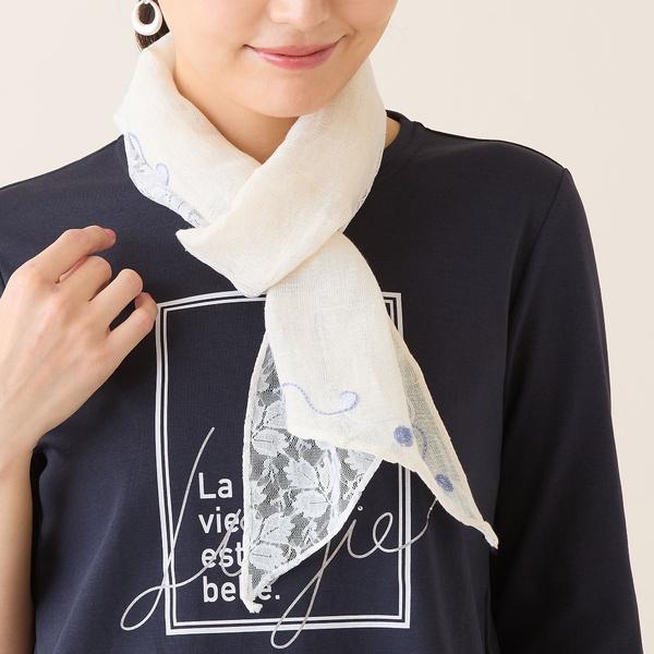 レース重ね刺繍入りストール