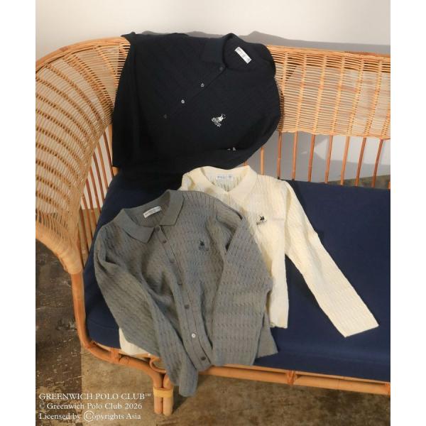 GREENWICH POLO CLUB(TM)ケーブル襟付ニットカーディガン
