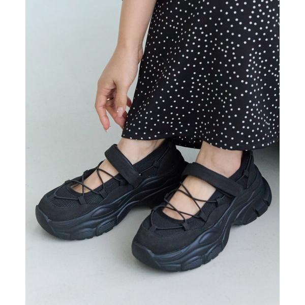 【ゆったり甲高】厚底 メリージェーンスニーカー