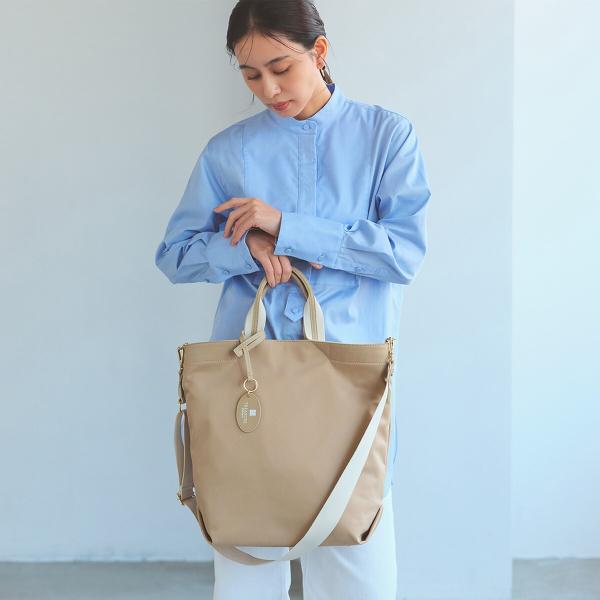 【TREASURE TOPKAPI】ストライプハンドル ナイロン 縦型 2way トートバッグ A4