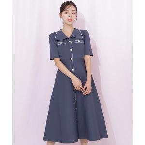 開襟配色ニットワンピースの詳細画像1