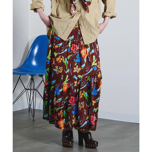 mici/PRINT GATHERED SKIRT