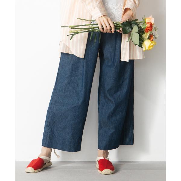 【大きいサイズ】INDESIGN ピンタックラインデニムパンツ