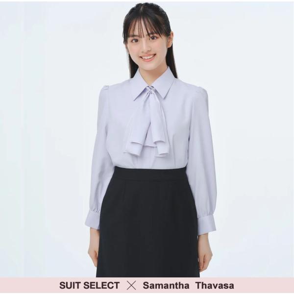 【SUIT SELECT×Samantha Thavasa】2WAYフリルタイ付きブラウスライラック