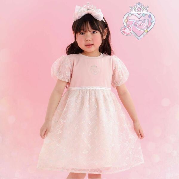 【スラプリ/お揃い】スパンコールチュールレース天竺ワンピース(80~130cm)