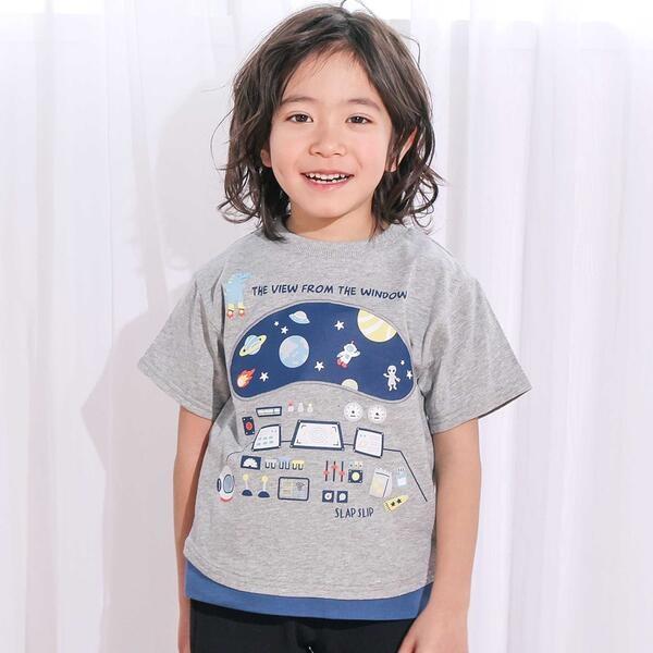 操縦席プリント天竺Tシャツ(80~130cm)