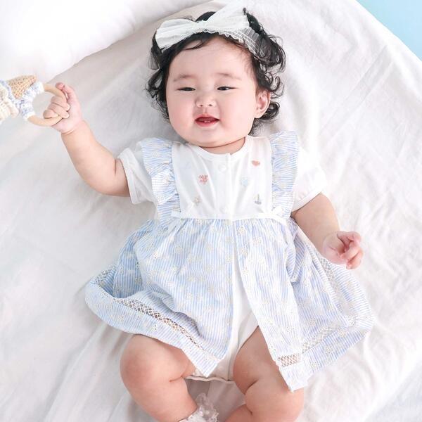 【マリンシリーズ】マリン刺しゅうカバーオールベビー(70~80cm)