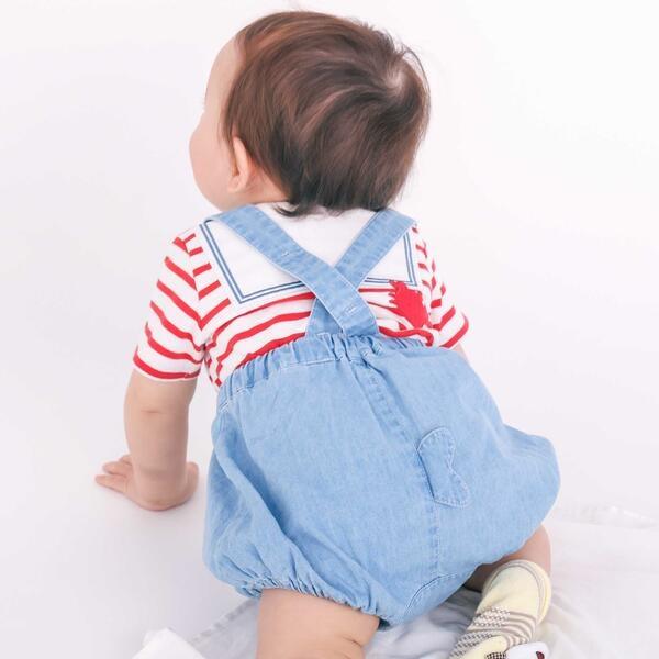 【マリンシリーズ】ヒレモチーフサスペンダー付きブルマベビー(70~80cm)