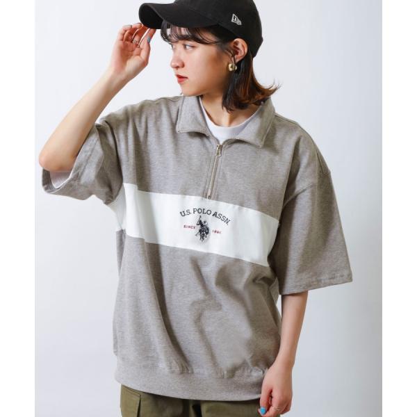 【plm41100】U.S. POLO ASSN. ビッグシルエットハーフジップTシャツ