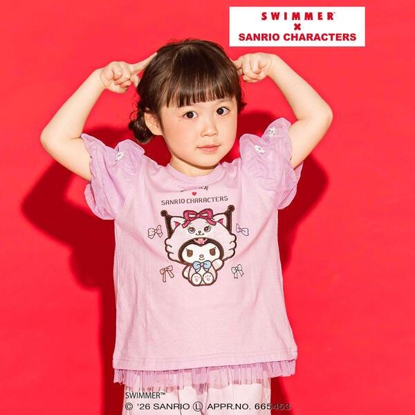 【SWIMMERｘサンリオキャラクターズｘSLAPSLIP】パフスリーブレーシ−天竺半袖Tシャツ(8