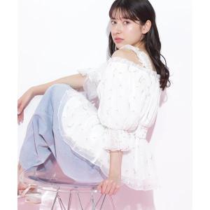チュールシャーリングブラウスの詳細画像1