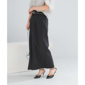 ベルト付ツイルストレッチスカート