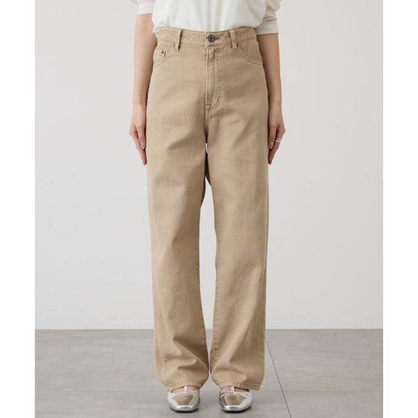 ルーズストレートカラーデニムパンツ