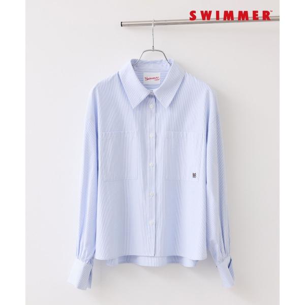 【SWIMMER×VIS】ポイント刺しゅうストライプシャツ