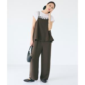 【シワになりにくい】とろみツイルキャミドッキングオールインワン 全2色