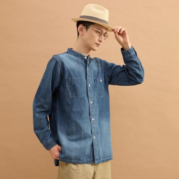 バンドカラーデニムシャツ