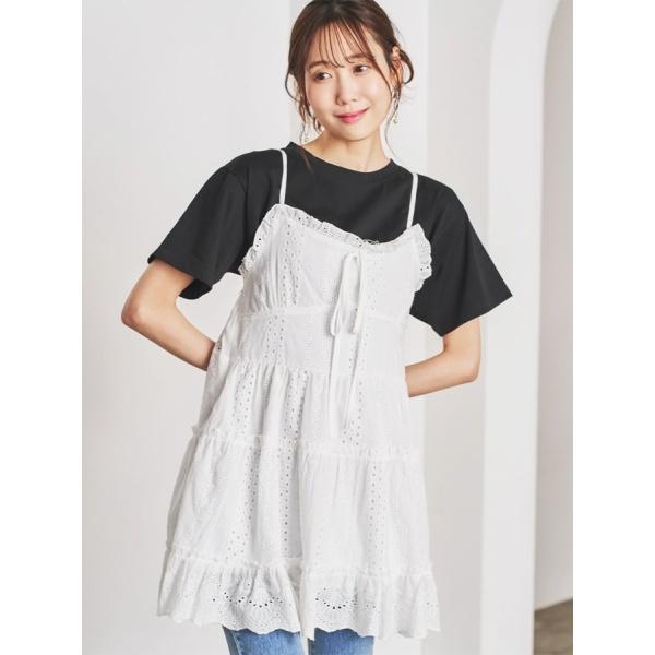 花柄刺繍ティアードキャミチュニック