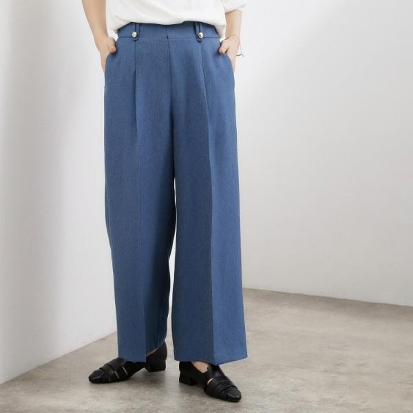 【洗濯機OK】きちんと見えする、デニムライクワイドパンツ
