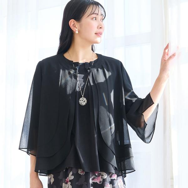 【洗える・セットアップ可・L〜4Lサイズ】ジョーゼットティアードブラウス