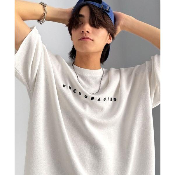 《JaVaジャバコラボ》Tシャツにはない品格を。ロゴプリントオーバーサイズサマーニットプルオーバー