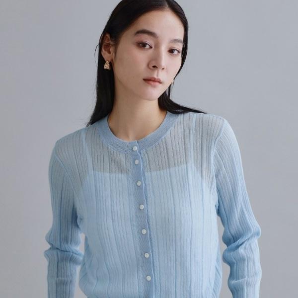【es】シアーランダムリブニットカーディガン【洗濯機OK抗ピル】