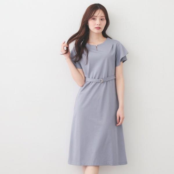 Iラインフレアスリーブワンピース【洗濯機OK接触冷感UVケア】《XS〜3L6col》